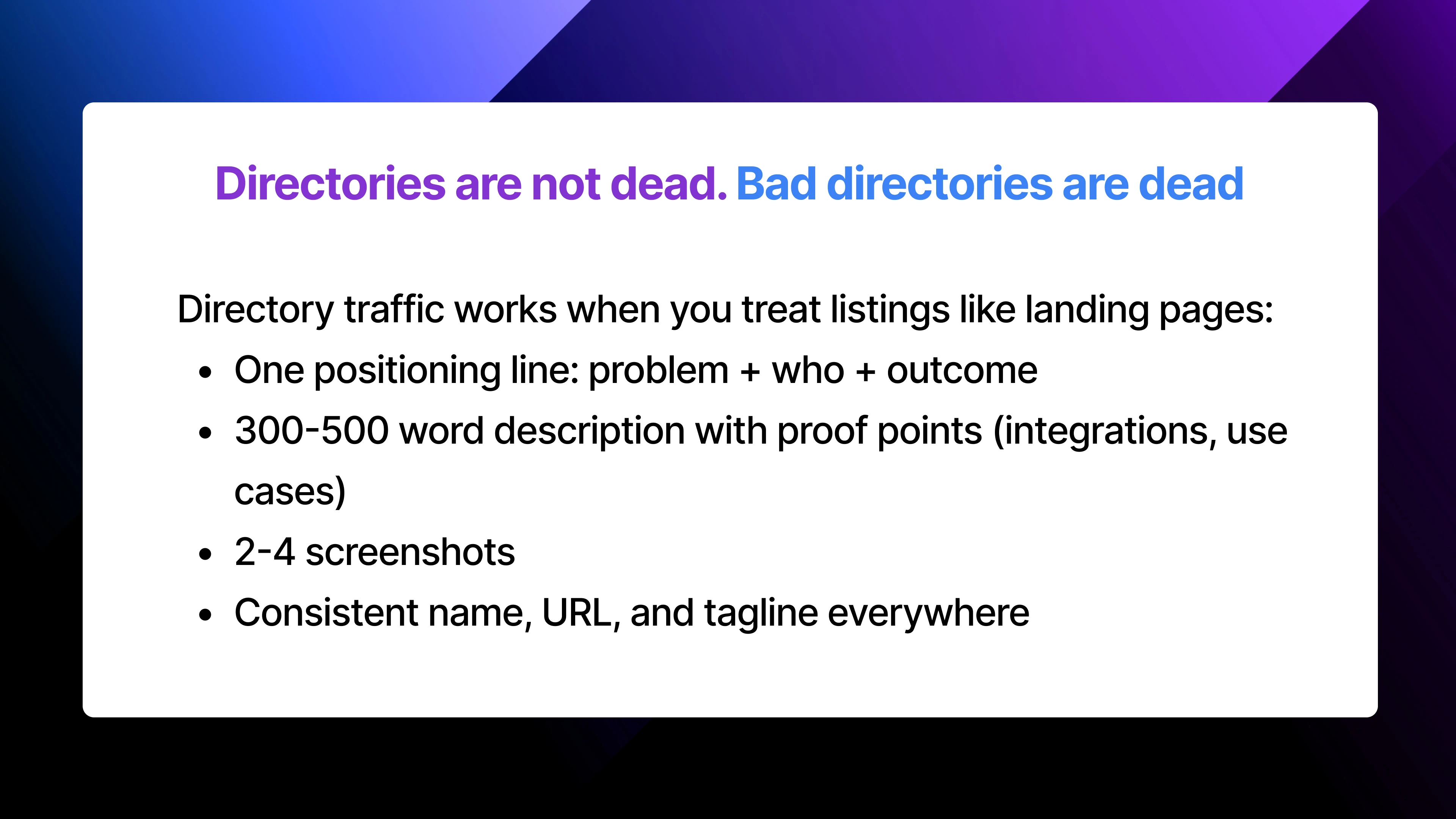Directories Are Not Dead. Bad Directories Are Dead