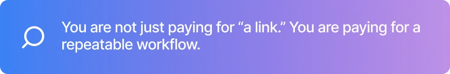 You Are Not Just Paying For &ldquo;a Link.&rdquo; You Are Paying For A Repeatable Workflow.