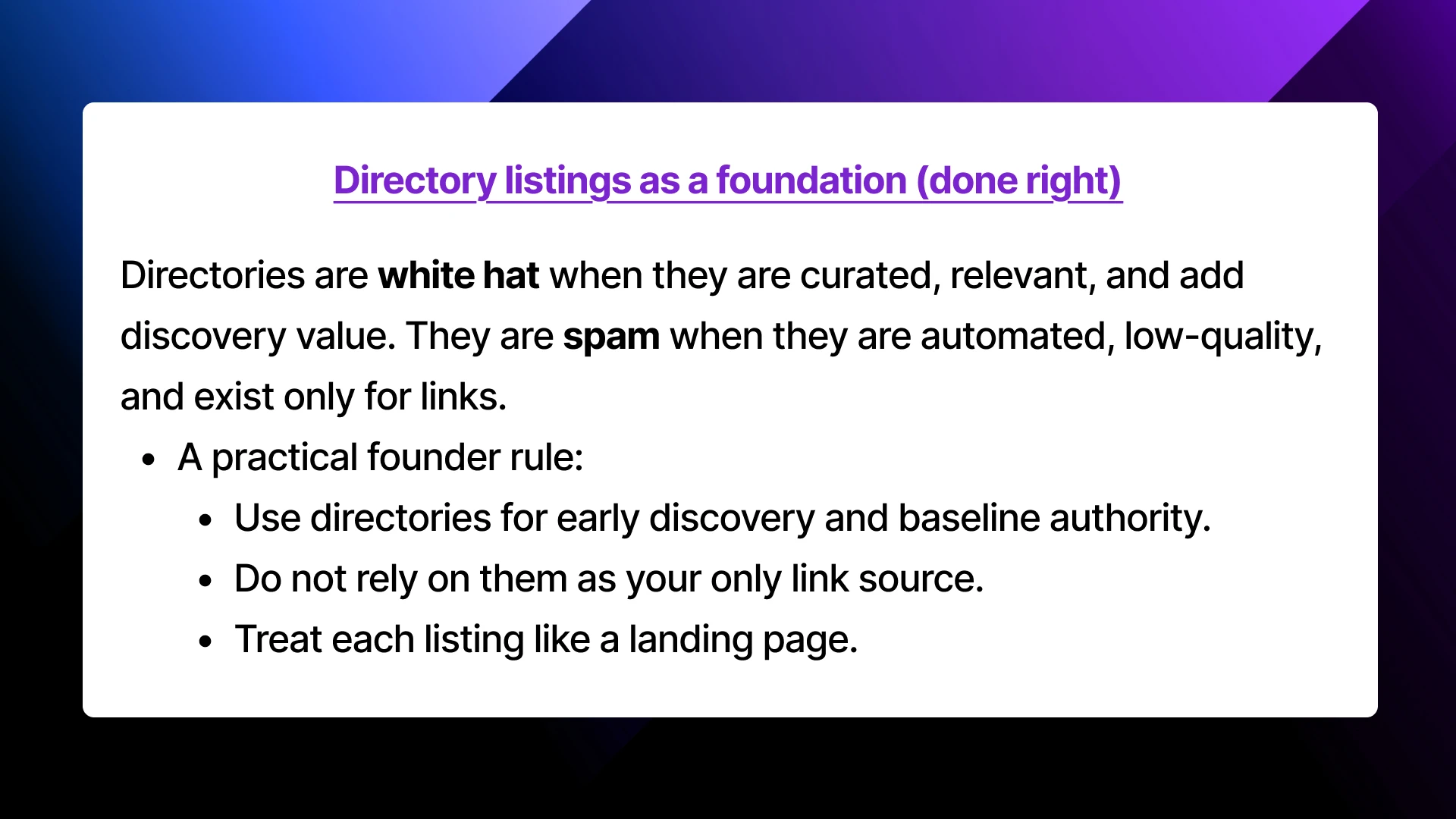 Directory Listings As A Foundation