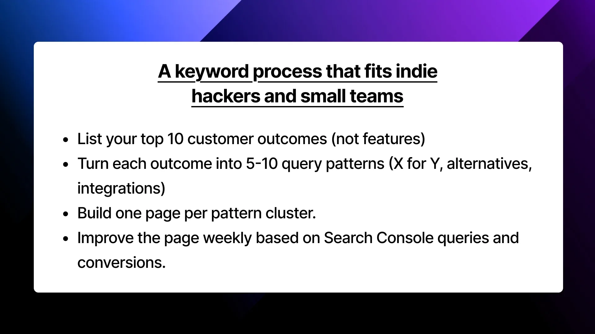 A Keyword Process That Fits Indie Hackers And Small Teams